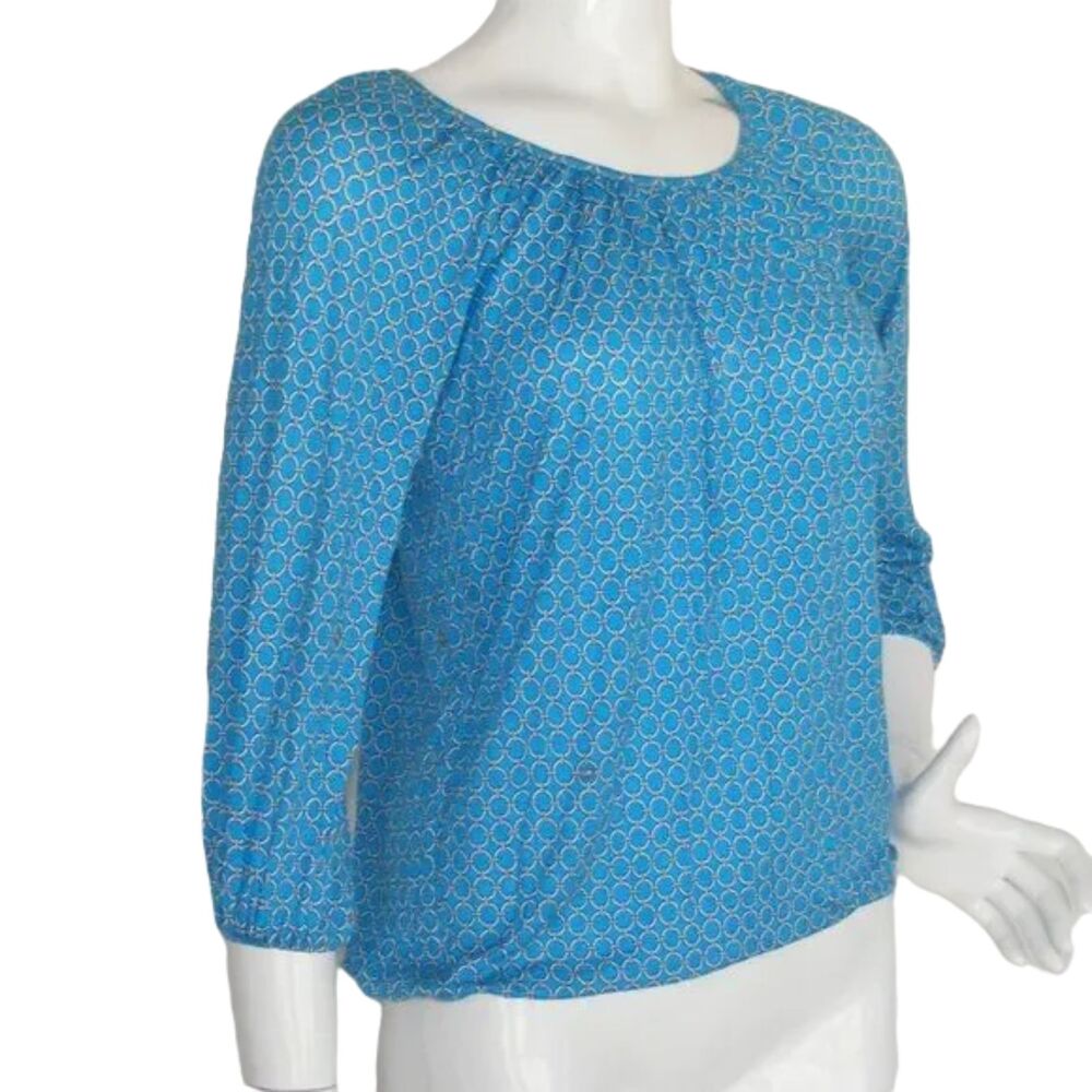 MICHAEL KORS Blouse/Top, XS, LOGO, Blue Interlinked Chains print, MK - Picture 4 of 11